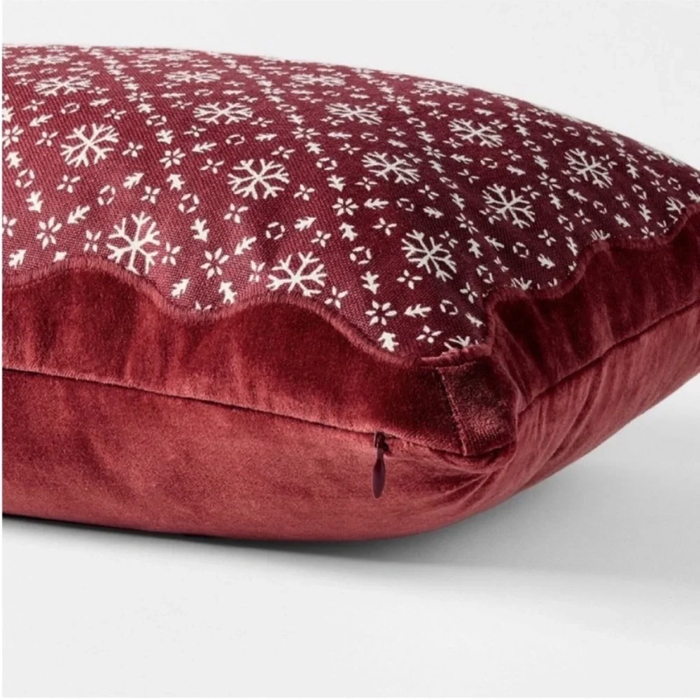 Studio McGee 14” x 20” Burgundy Snowflake Pillow. No longer available in stores